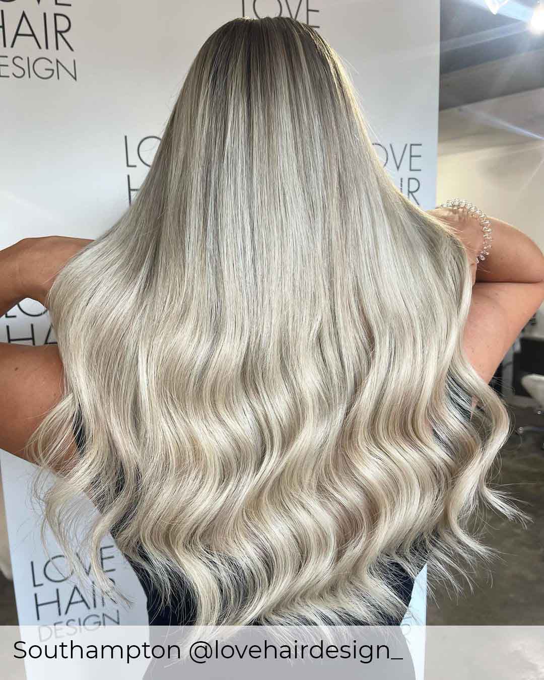 #16V Pearl Gray Seamless Clip in Hair Extensions - Image 2