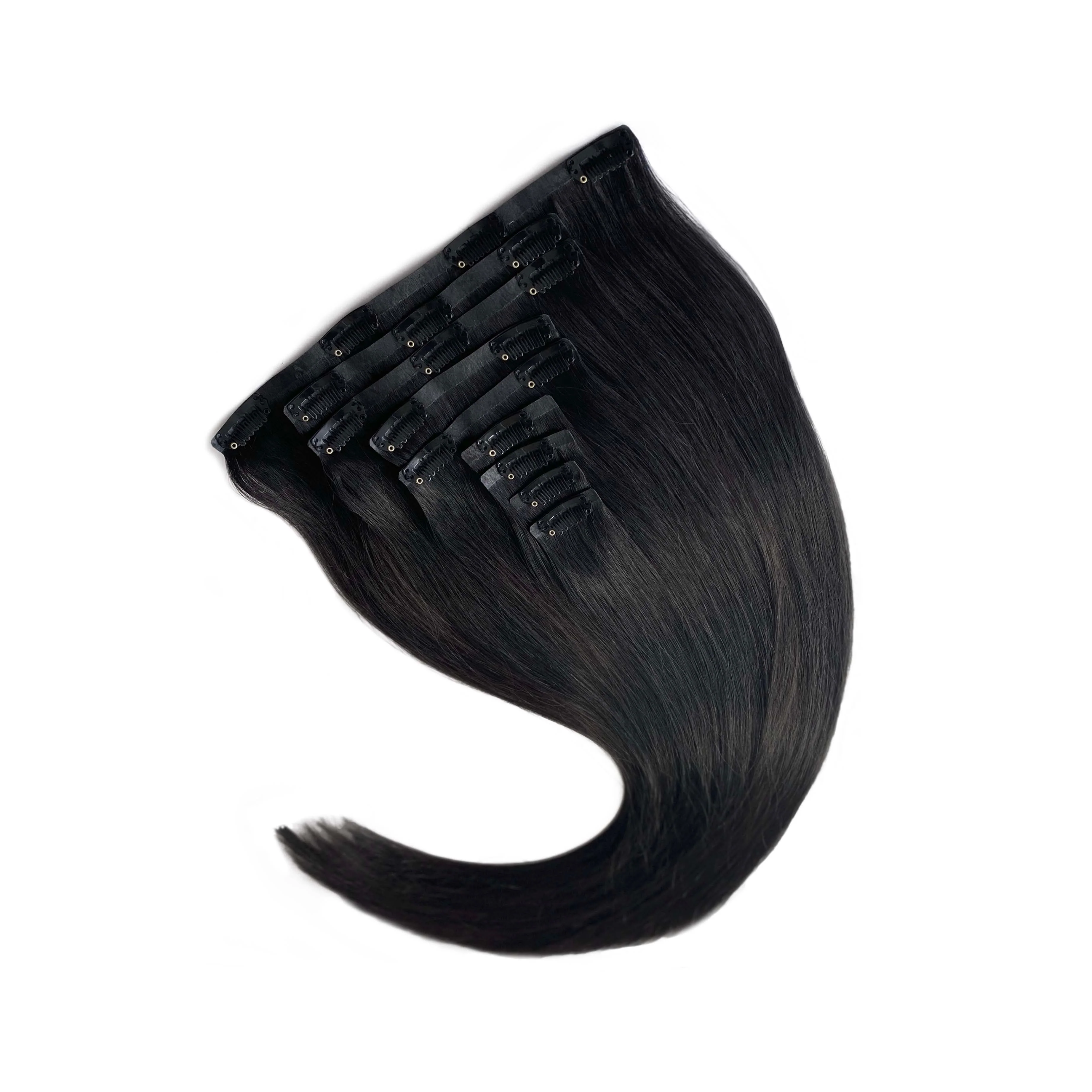 #16V Pearl Gray Seamless Clip in Hair Extensions - Image 4