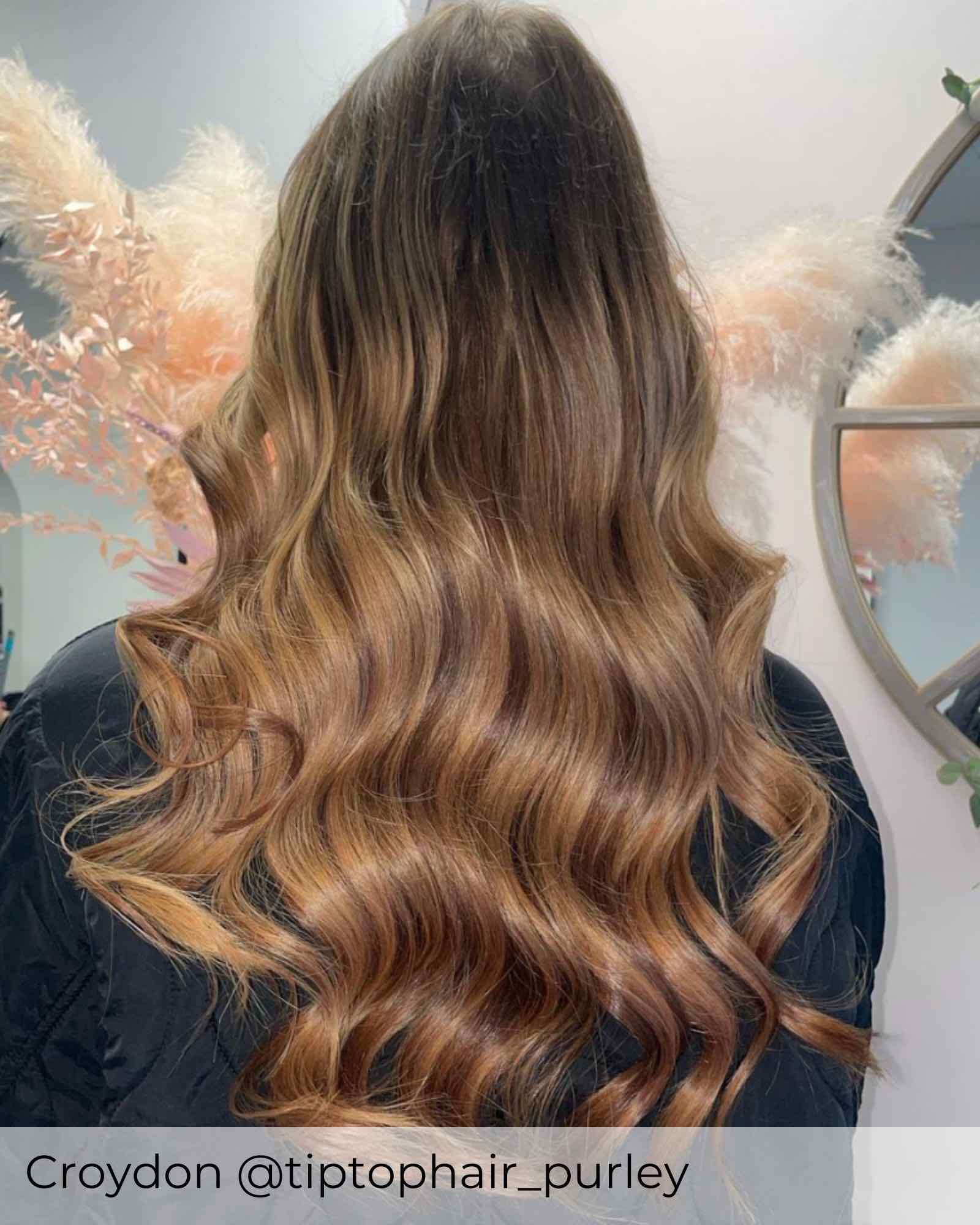 #T4P4/14 Caramel Cappuccino Tape Weft Hair Extensions - Image 2