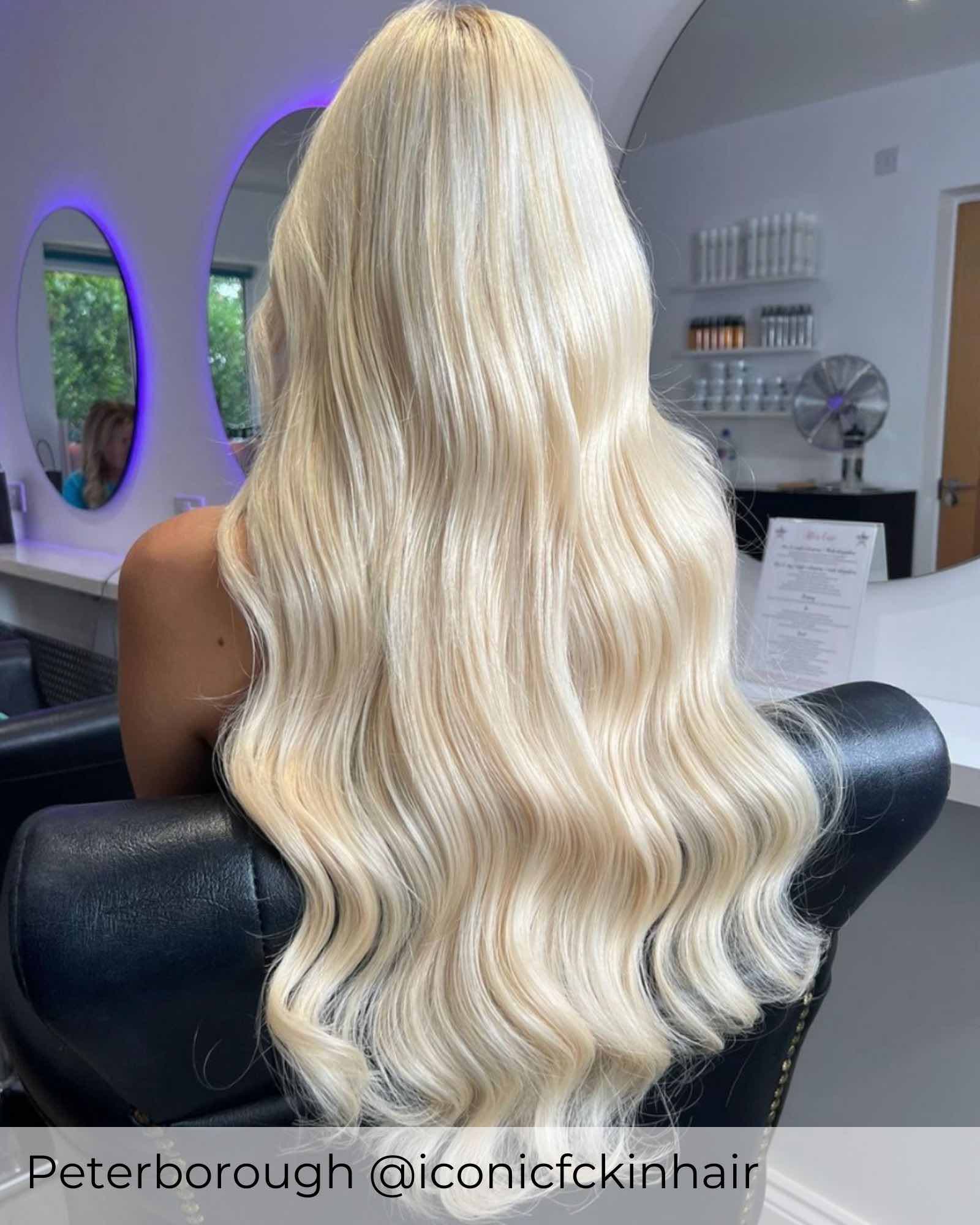 #60 Platinum Blonde Tape Weft Hair Extensions - Image 2