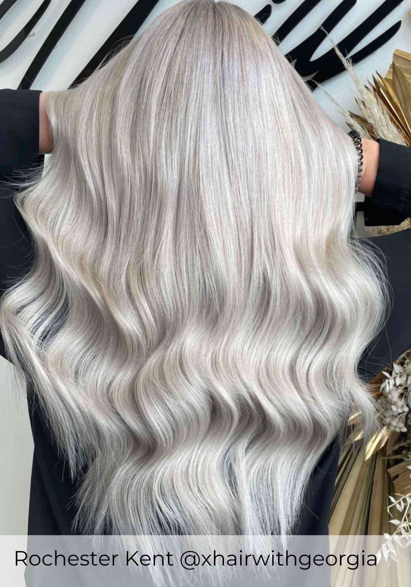 #60V Violet Blonde Nano Ring Hair Extensions - Image 2